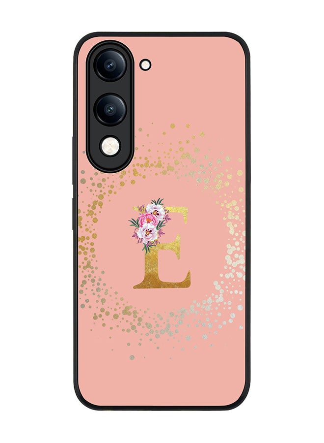 For vivo Y29s 5G / Y19s 5G Case,Slim fit Camera Protection, Shockproof Thin Phone cover  - Custom Monogram Floral - E  (Rose Pink )